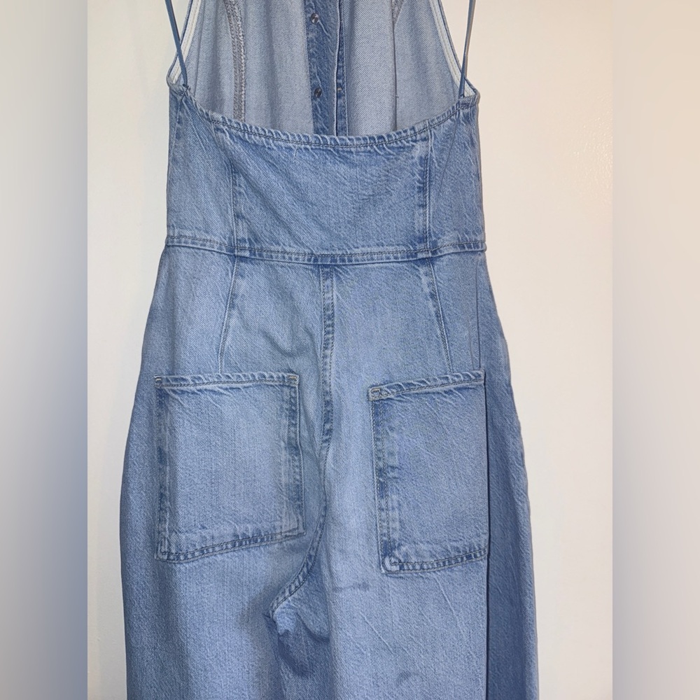 ZARA Light Blue Denim Jumpsuit SIZE: XS - Picture 11 of 15